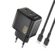 Dudao A28PCEU PD 45W GaN 2xUSB-C Wall Charger with USB-C Cable - Black