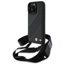 BMW M Edition Carbon Stripe &amp;amp; Strap Case for iPhone 16 Pro Max - Black