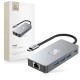 Tech-Protect HB05 HUB 9in1 USB-C + USB2.0 + USB3.0 + HDMI 4K 60HZ + SD / TF + PD100W + RJ45 adapter - gray