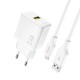 Dudao A23LEU 2.4A GaN EU USB-A Wall Charger with USB-A to Lightning Cable - White