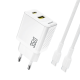 Dudao A27MaxCEU PD QC 35W USB-A USB-C Wall Charger with USB-C Cable - White