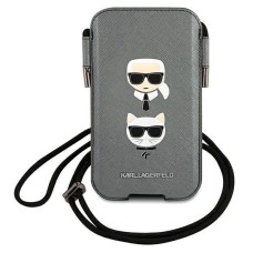 Karl Lagerfeld Saffiano Ikonik Karl&amp;amp;Choupette Head 6.1&amp;#39;&amp;#39; Handbag - Gray