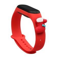 Strap Xmas for Xiaomi Mi Band 3 / 4 Christmas Silicone Strap Bracelet with Sock - Red