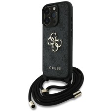 Guess 4G Big Logo Cord Stap Crossbody Case for iPhone 16 Pro Max black