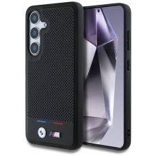 BMW Leather Tricolor Stripe MagSafe Case for Samsung Galaxy S25+ - Black