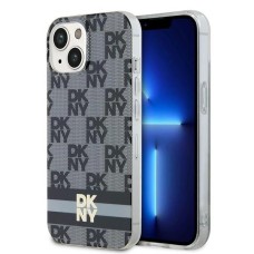 DKNY IML Checkered Mono Pattern &amp;amp; Printed Stripes MagSafe Case for iPhone 15/14/13 - Black