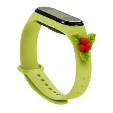 Strap Xmas for Xiaomi Mi Band 3 / 4 Christmas Silicone Strap Bracelet with Holly - Green