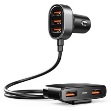 Joyroom fast car charger 5x USB 6.2 A with extension cable black (JR-CL03)