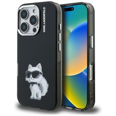 Karl Lagerfeld IML Aquarelle Choupette &amp;amp; Logo Case for iPhone 16 Pro Max - Black
