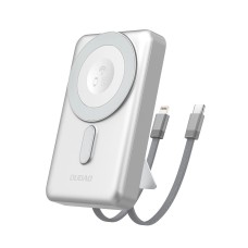 Dudao K29 10000mAh PD 20W MagSafe Powerbank with Metal Case, Stand and Built-in USB-C/ Lightning Cables - Silver