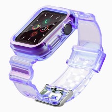 Silicone Band Strap Bracelet Case Strap Light Set for Apple Watch 44mm - Purple
