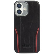 Audi R8 Genuine Leather MagSafe Case for iPhone 17 - Black and Red