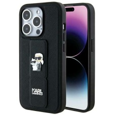 Karl Lagerfeld Gripstand Saffiano Karl&amp;amp;Choupette Pins case for iPhone 14 Pro Max - black