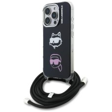Karl Lagerfeld IML Crossbody Karl&amp;amp;Choupette Head Case for iPhone 16 Pro Max - Black