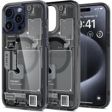 Spigen Ultra Hybrid Mag Case with MagSafe for iPhone 15 Pro - Dark Gray (Zero One Pattern)