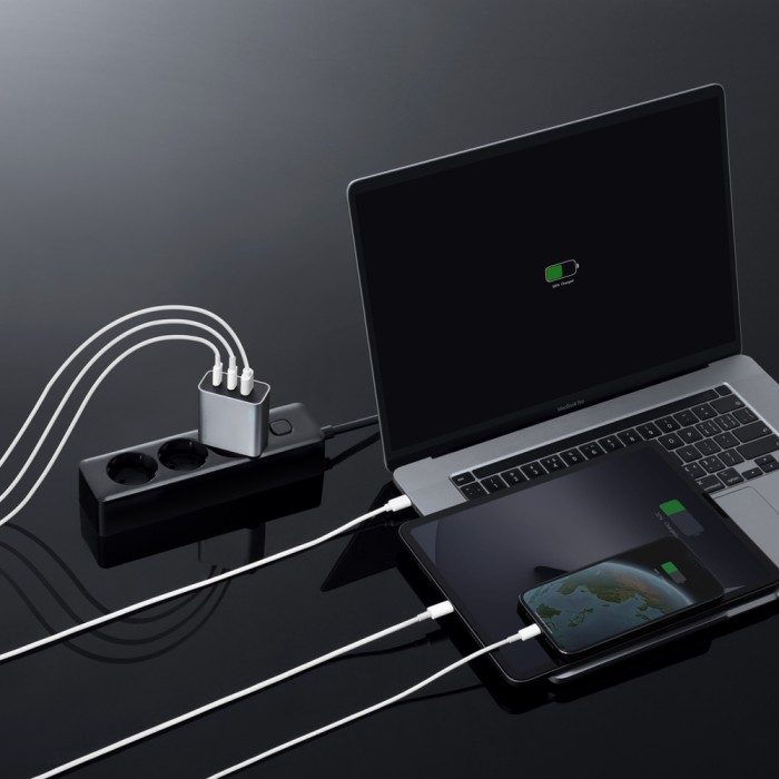 Cuktech 65W GaN 2xUSB-C 1xUSB-A Wall Charger - Gray