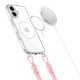 Tech-Protect Flexair Chain MagSafe Case for iPhone 16 - Clear + 2 Lanyards (Pink and Gray)