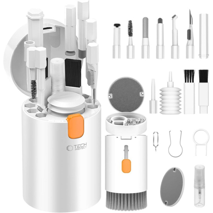 Tech-Protect 20-in-1 Multifunctional Cleaning Kit for Phone, Tablet, Laptop, and Headphones - White