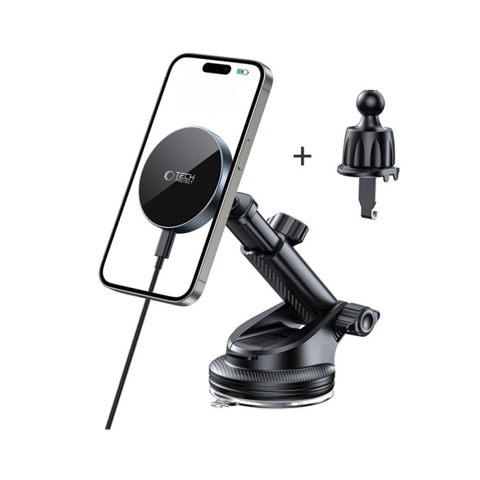 Tech-Protect mm15W-V5 Magnetic MagSafe Car Holder for Cockpit/Windshield/Air Vent - Black