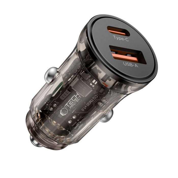 Tech-Protect CC01 45W 2-Port USB-A / USB-C Car Charger - Black