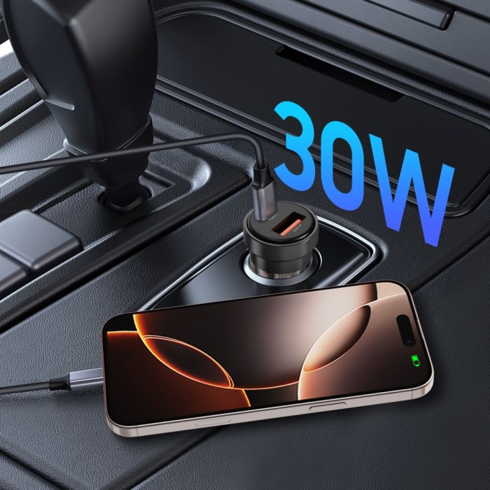 Tech-Protect CC03 30W 2-Port USB-A / USB-C Car Charger - Black