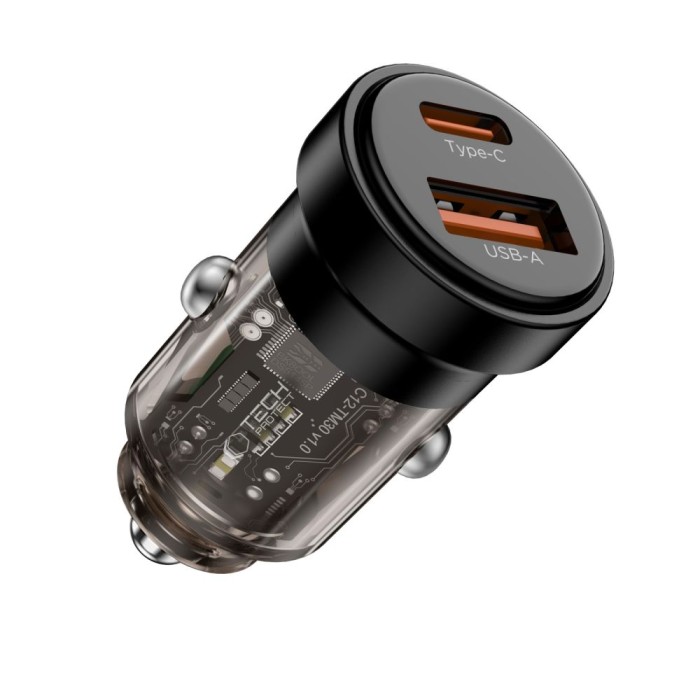 Tech-Protect CC03 45W 2-Port USB-A / USB-C Car Charger - Black