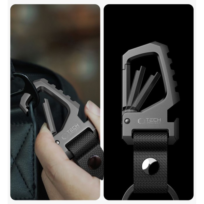 Tech-Protect Slidelock Keychain - Black and Gray