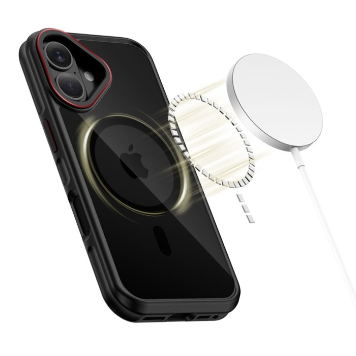 Tech-Protect MagHybrid MagSafe Case for iPhone 17 - Black and Red