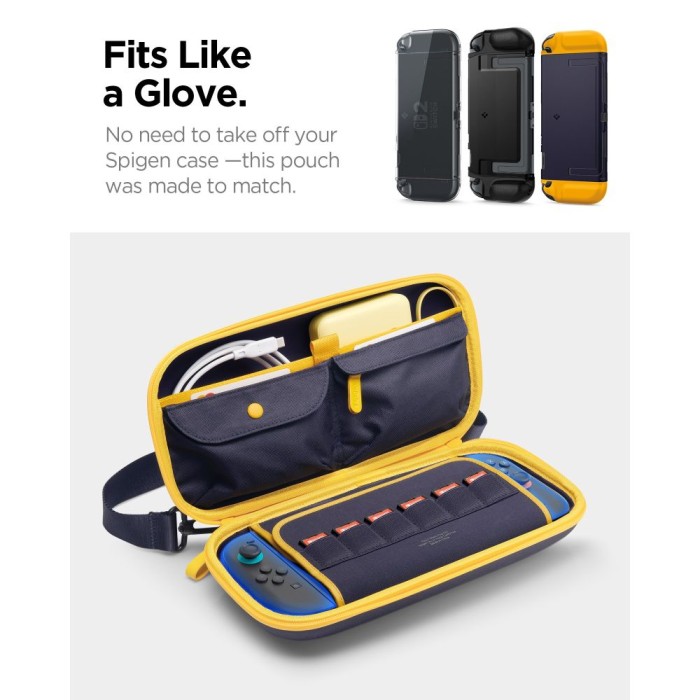 Spigen Nano Pop Pro Pouch for Nintendo Switch 2 - Navy Blue and Yellow