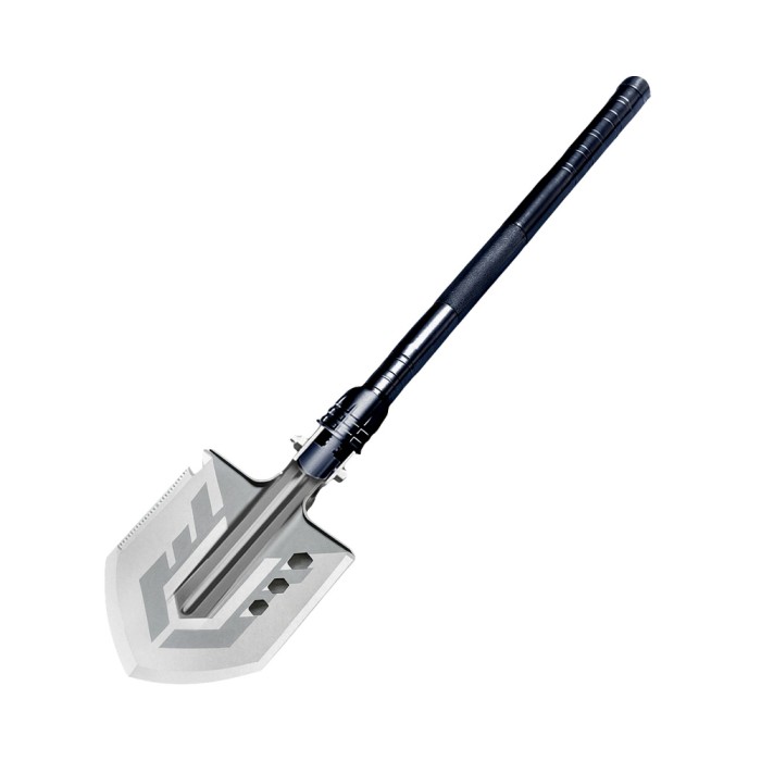 Wozinsky WSS-211 survival bushcraft shovel multifunctional knife breaker flint whistle harpoon 21 in 1 - gray