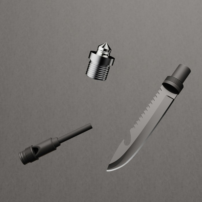 Wozinsky WSS-211 survival bushcraft shovel multifunctional knife breaker flint whistle harpoon 21 in 1 - gray