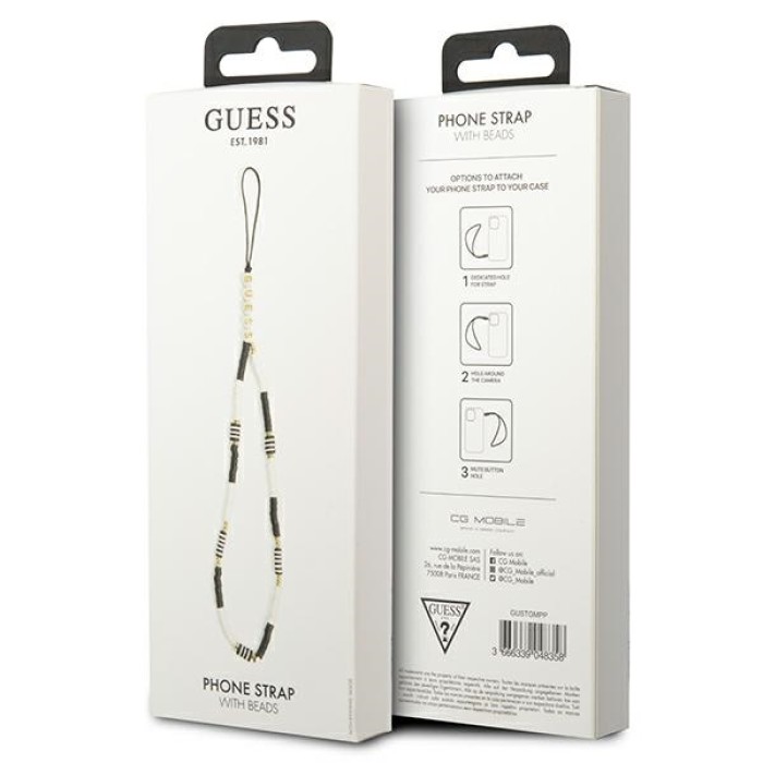 Guess pendant GUSTBCKH Phone Strap black-white/black-white Heishi Beads