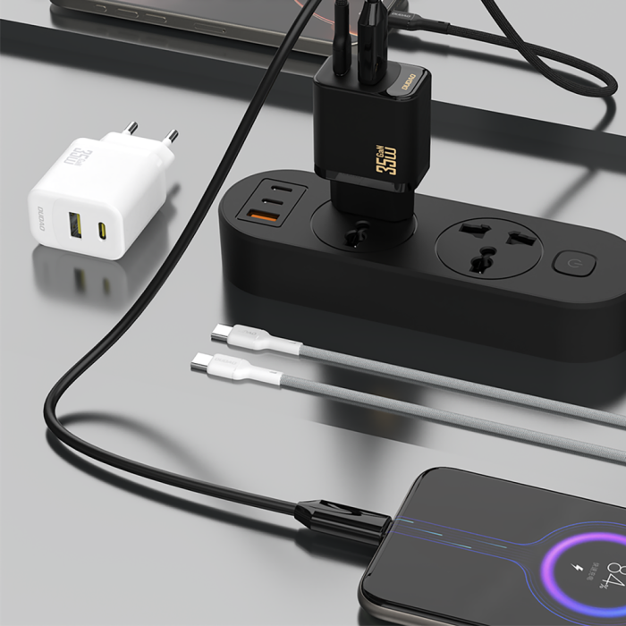 Dudao A27MaxCEU PD QC 35W USB-A USB-C Wall Charger with USB-C Cable - White