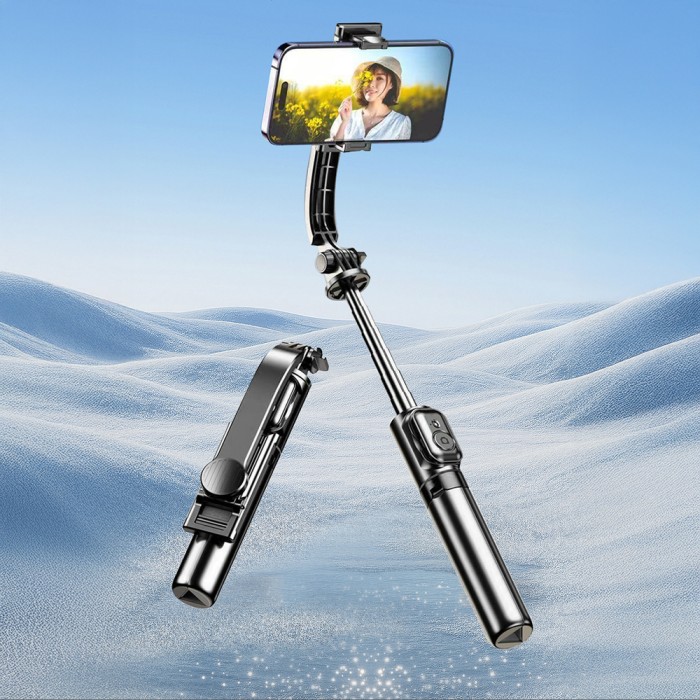 Selfie stick Dudao F18S 4-in-1 foldable tripod with remote control - black