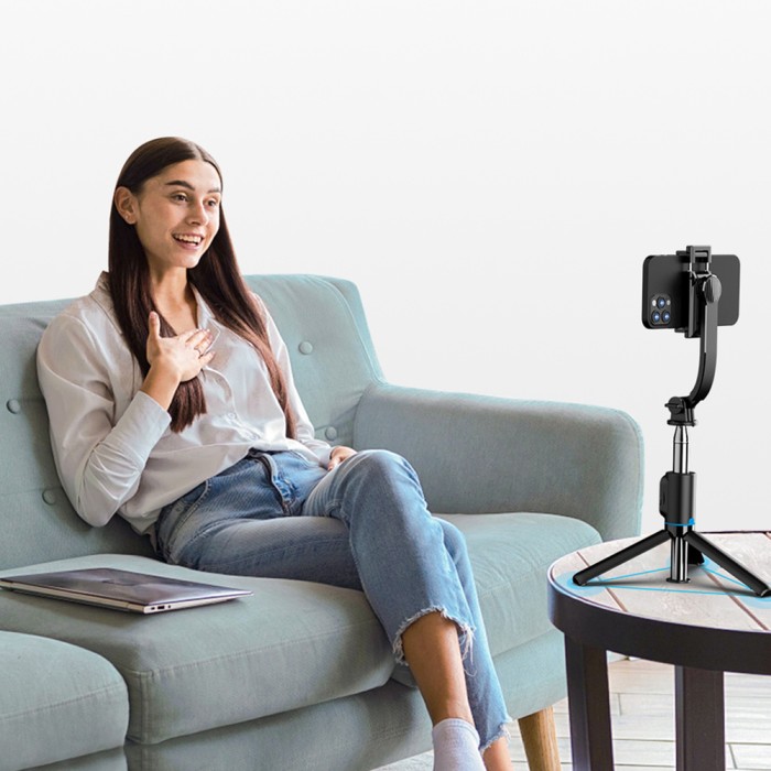 Selfie stick Dudao F18S 4-in-1 foldable tripod with remote control - black