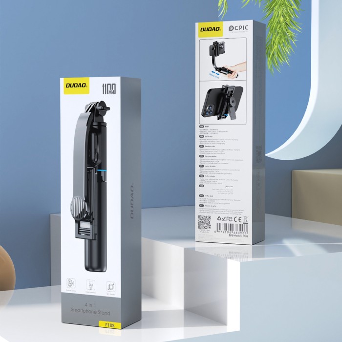 Selfie stick Dudao F18S 4-in-1 foldable tripod with remote control - black
