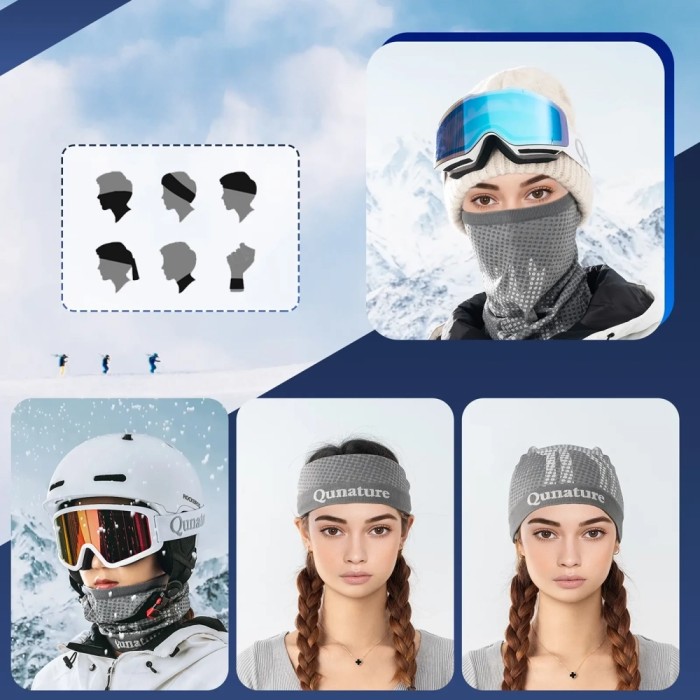Qunature 11230014001 ski scarf, sports bandana, universal size - gray