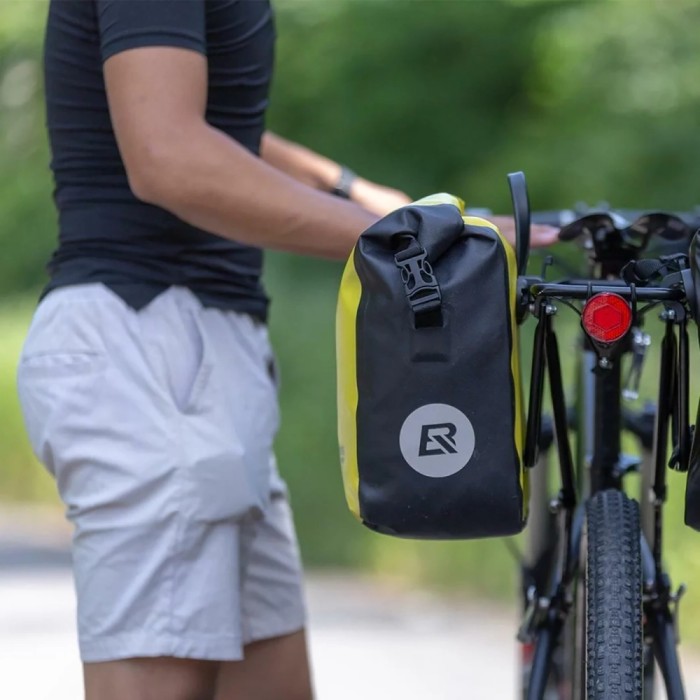 Rockbros AS-003-1Y waterproof bicycle bag with shoulder strap, front/rear mounting, 10-14l - yellow
