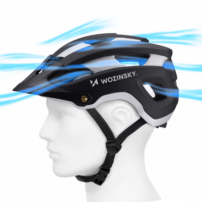 Wozinsky MTB bicycle helmet with removable visor, lightweight L - black and silver