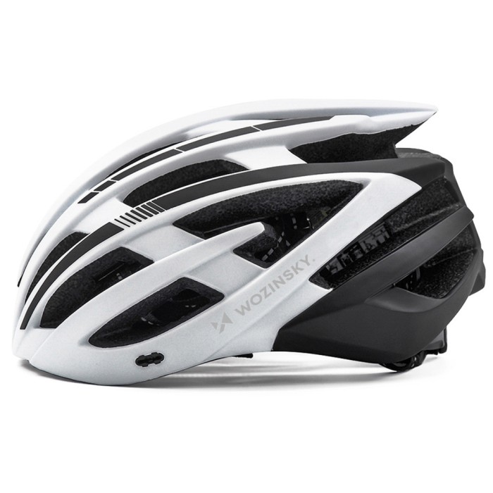 Wozinsky MTB Bike Helmet with Removable Visor and Rear USB Light M - Black and White