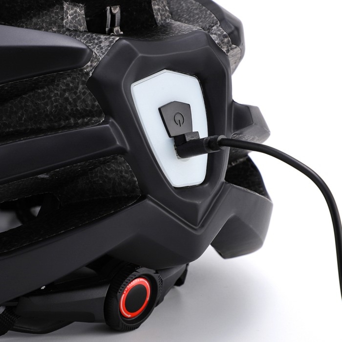 Wozinsky MTB Bike Helmet with Removable Visor and Rear USB Light M - Black and White