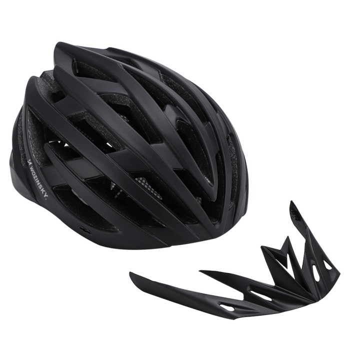 Wozinsky MTB Bike Helmet with Removable Visor and Rear USB Light M - Black