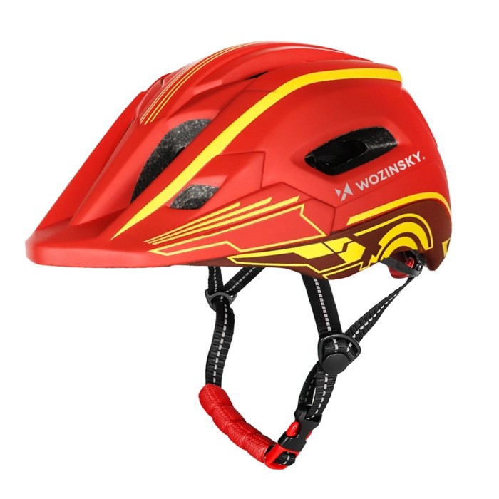 Wozinsky Kids' Full Face Bike Helmet with USB Rear Light S - Red and Yellow