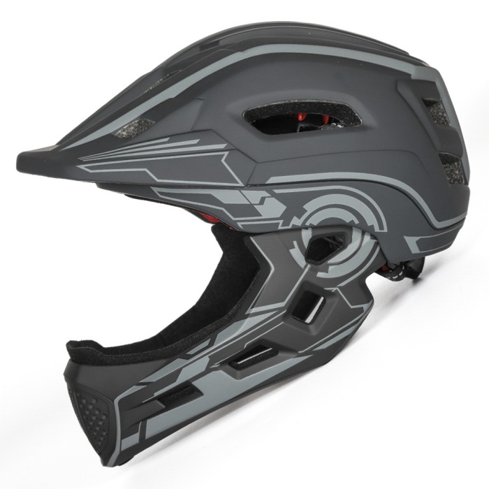 Wozinsky Kids' Full Face Bike Helmet with USB Rear Light S - Gray