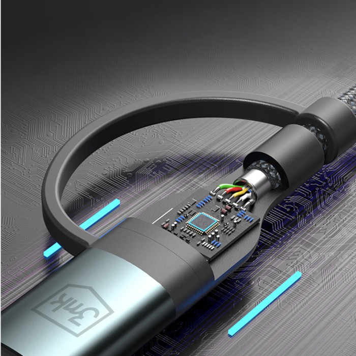 3mk Hyper Cable N-SERIES 2 in 2 USB-A / USB-C and USB-C / Lightning 1.2m QC 3.0 9V/2A 60W - black
