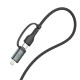 3mk Hyper Cable N-SERIES 2 in 2 USB-A / USB-C and USB-C / Lightning 1.2m QC 3.0 9V/2A 60W - black