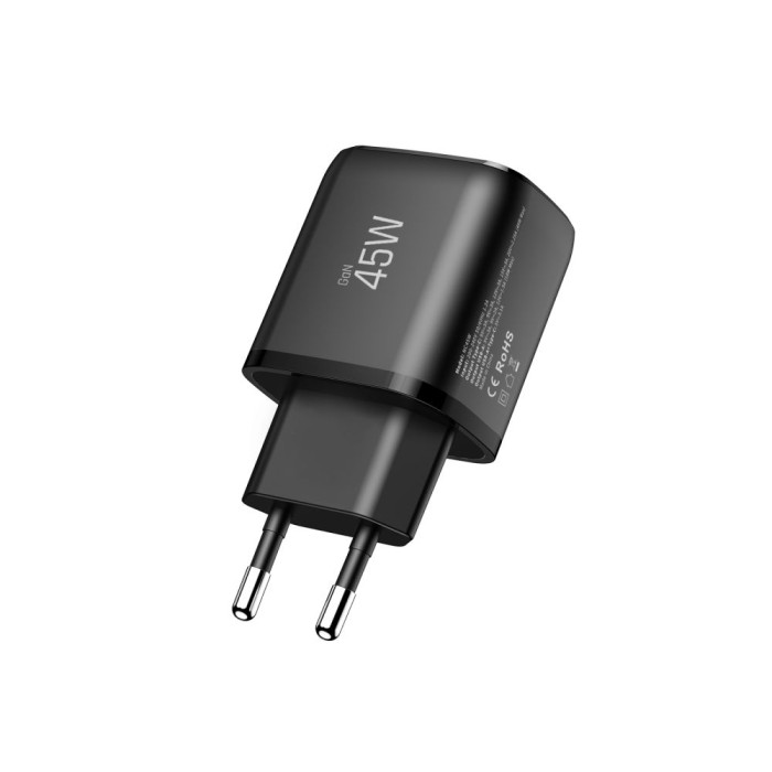 Tech-Protect NCA45W-GAN 2-Port USB-C / USB-A 45W Wall Charger - Black