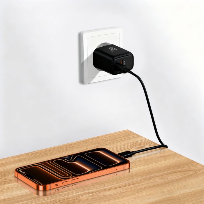 Tech-Protect NCA45W-GAN 2-Port USB-C / USB-A 45W Wall Charger - Black