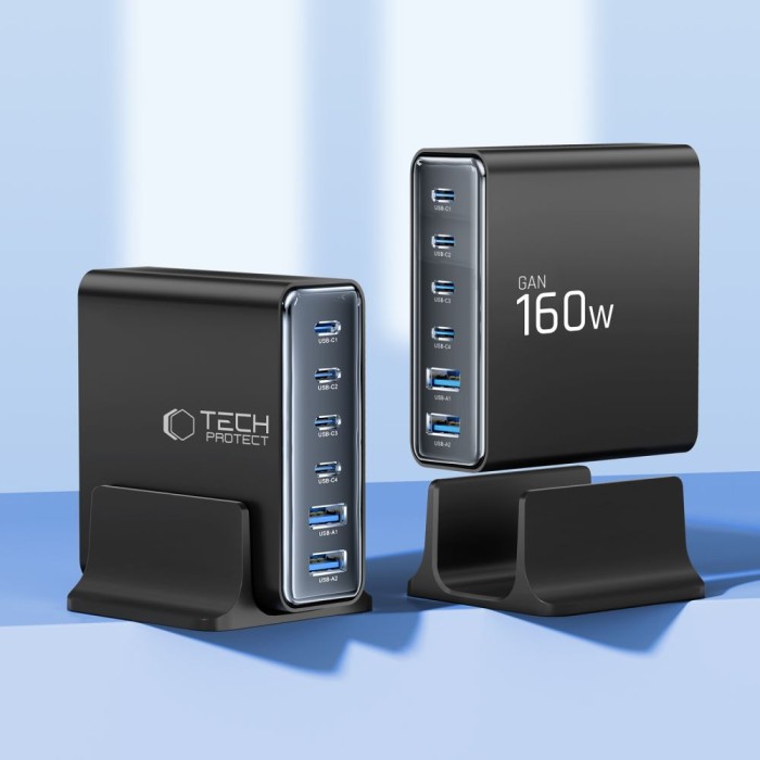 Tech-Protect DC160W-GAN 6-Port 160W Wall Charger - Black
