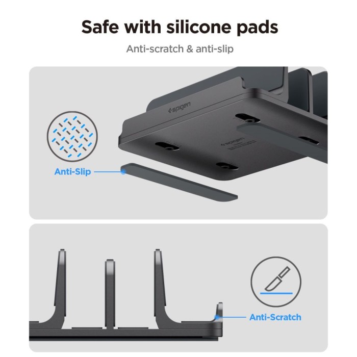 Spigen LD208S4 Desk Organizer for Laptops, Tablets, Smartphones, Keyboards - Gray